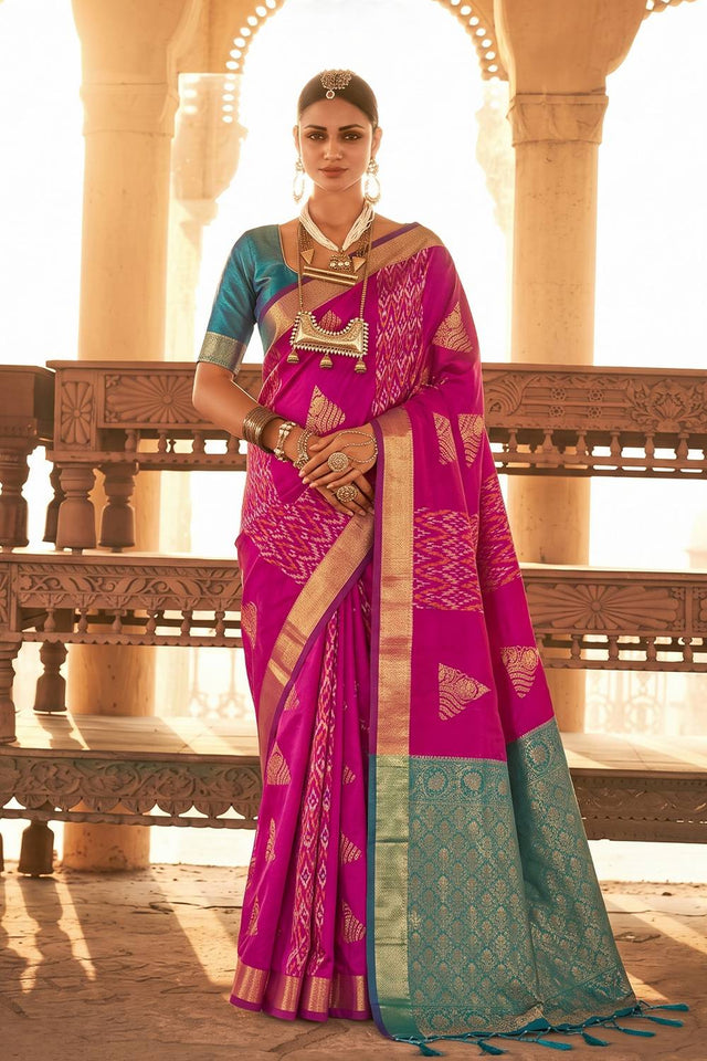 Magenta Woven Soft Silk Saree (ACA9797)