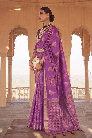 Violet Woven Soft Silk Saree (ACA9798)