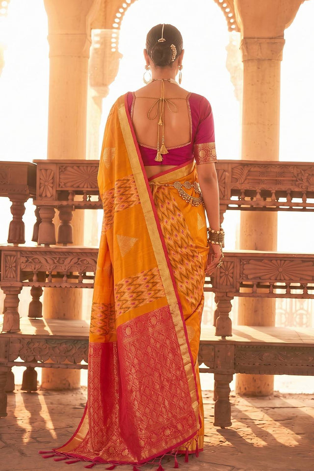 Orange Woven Soft Silk Saree (ACA9800)