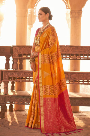 Orange Woven Soft Silk Saree (ACA9800)