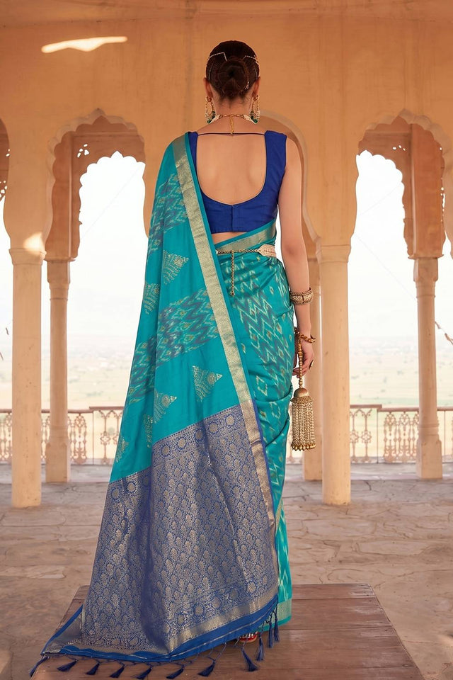 Blue Woven Soft Silk Saree (ACA9801)