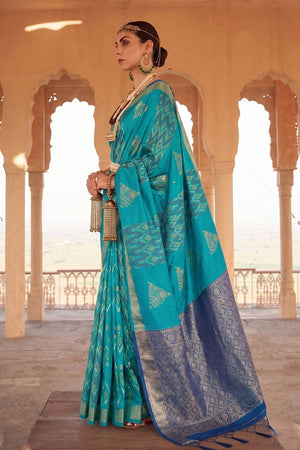 Blue Woven Soft Silk Saree (ACA9801)