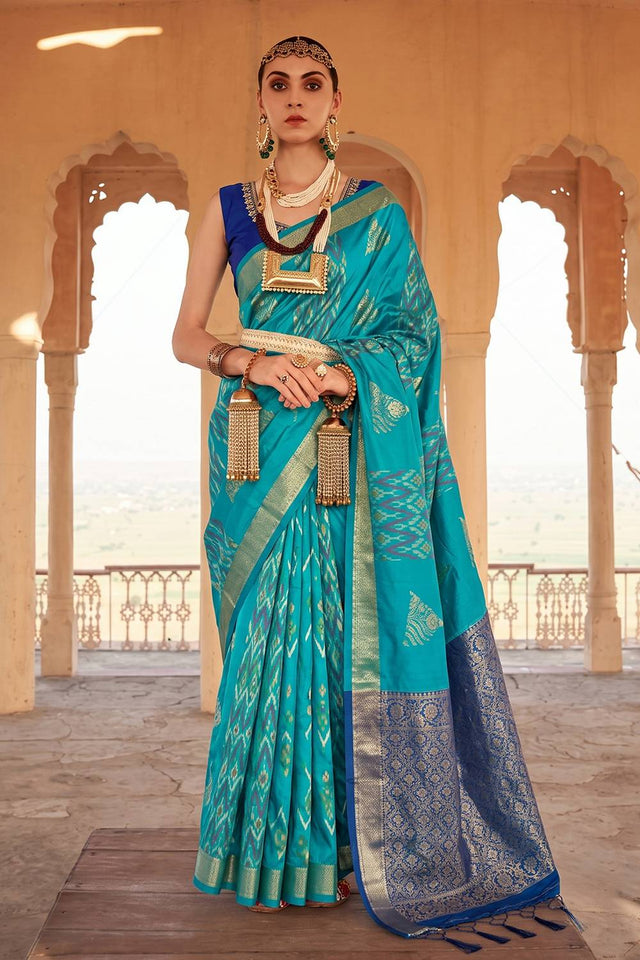 Blue Woven Soft Silk Saree (ACA9801)