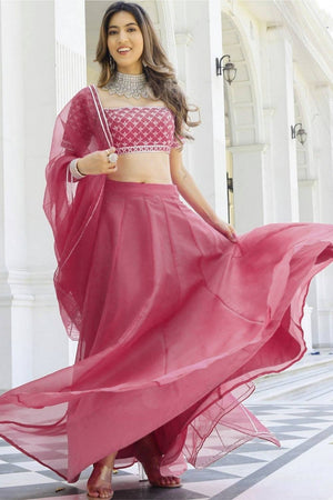 Pink Solid Organza Lehenga (ACA9804)
