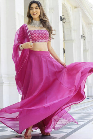 Pink Solid Organza Lehenga (ACA9807)