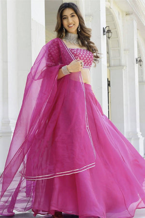 Pink Solid Organza Lehenga (ACA9807)