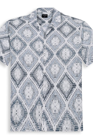 Mens Grey Printed Cotton Blend Shirt (ACA9818)