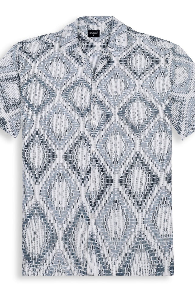 Mens Grey Printed Cotton Blend Shirt (ACA9818)