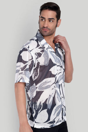 Mens Black Printed Cotton Blend Shirt (ACA9820)