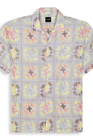 Mens Beige Printed Cotton Blend Shirt (ACA9821)