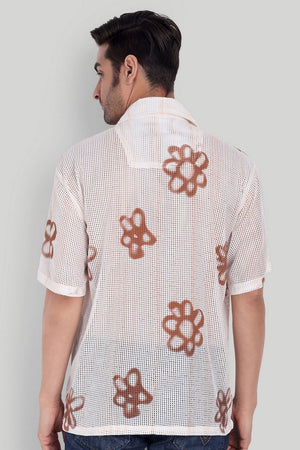 Mens Brown Printed Cotton Blend Shirt (ACA9822)