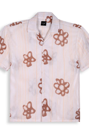 Mens Brown Printed Cotton Blend Shirt (ACA9822)