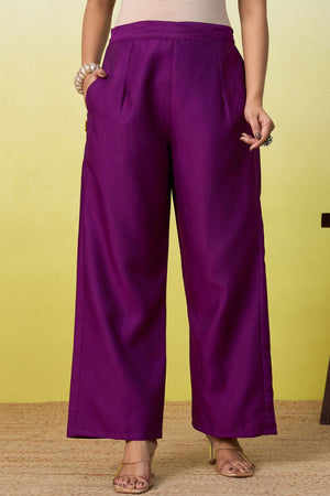Purple Embroidered Viscose Co-Ord Set (ACA9830)