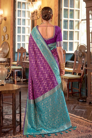 Purple Woven Silk Saree (ACA9840)