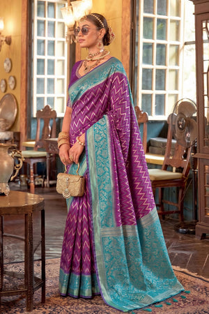 Purple Woven Silk Saree (ACA9840)