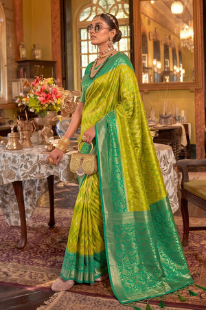 Green Woven Silk Saree (ACA9841)