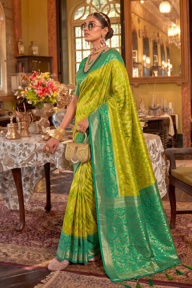 Green Woven Silk Saree (ACA9841)