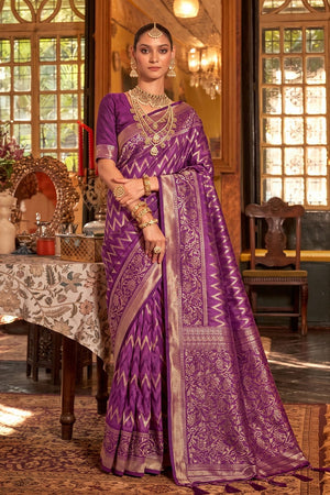 Purple Woven Silk Saree (ACA9842)