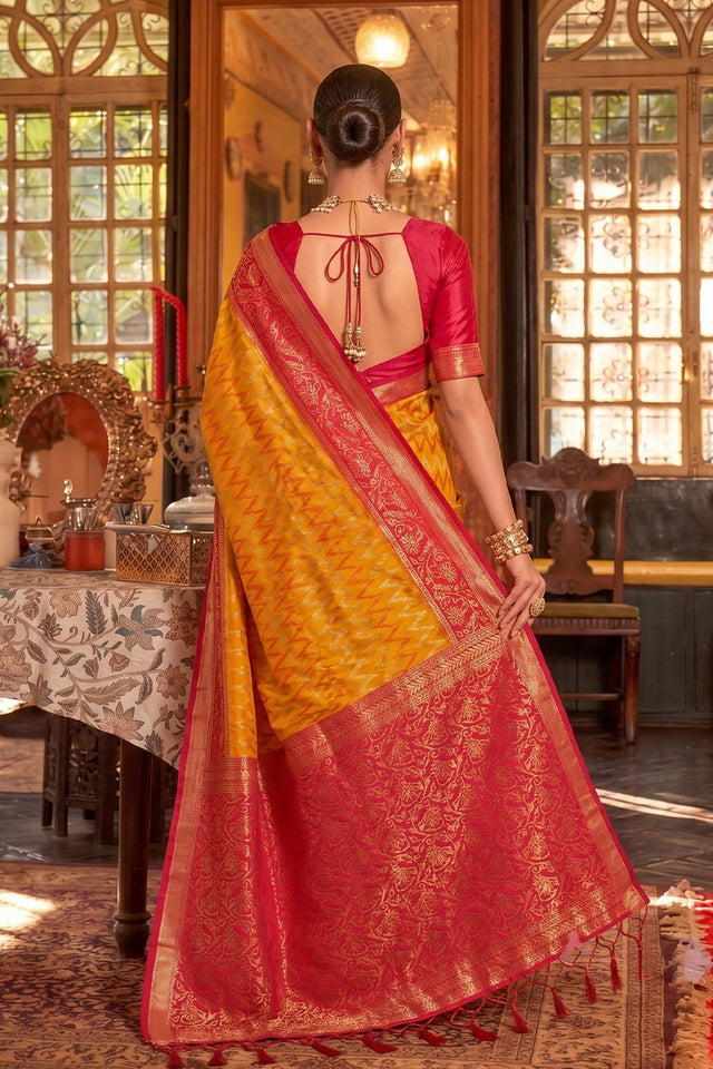 Mustard Woven Silk Saree (ACA9843)