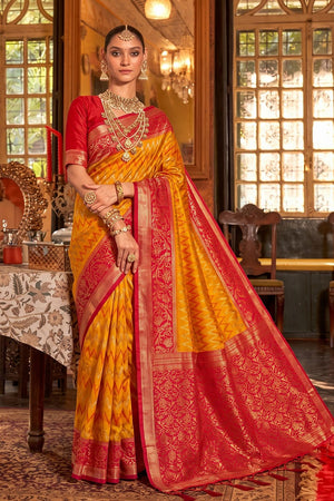 Mustard Woven Silk Saree (ACA9843)