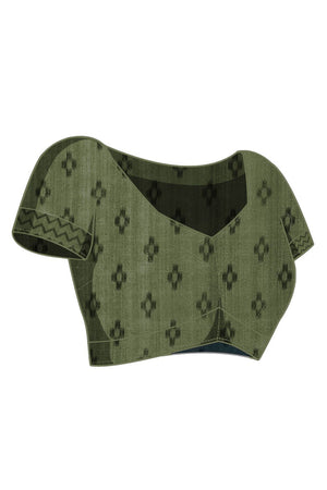 Green Printed Silk Blend Ready to Wear Saree (ACA9858)