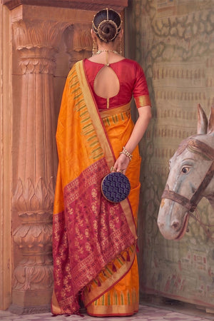 Orange Woven Soft Silk Saree (ACA9863)
