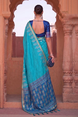 Blue Woven Soft Silk Saree (ACA9864)