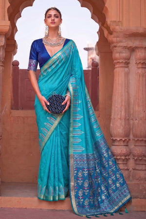 Blue Woven Soft Silk Saree (ACA9864)