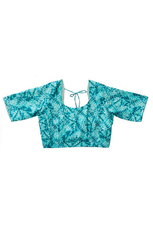 Turquoise Solid Satin Ready to Wear Saree (ACA9897)