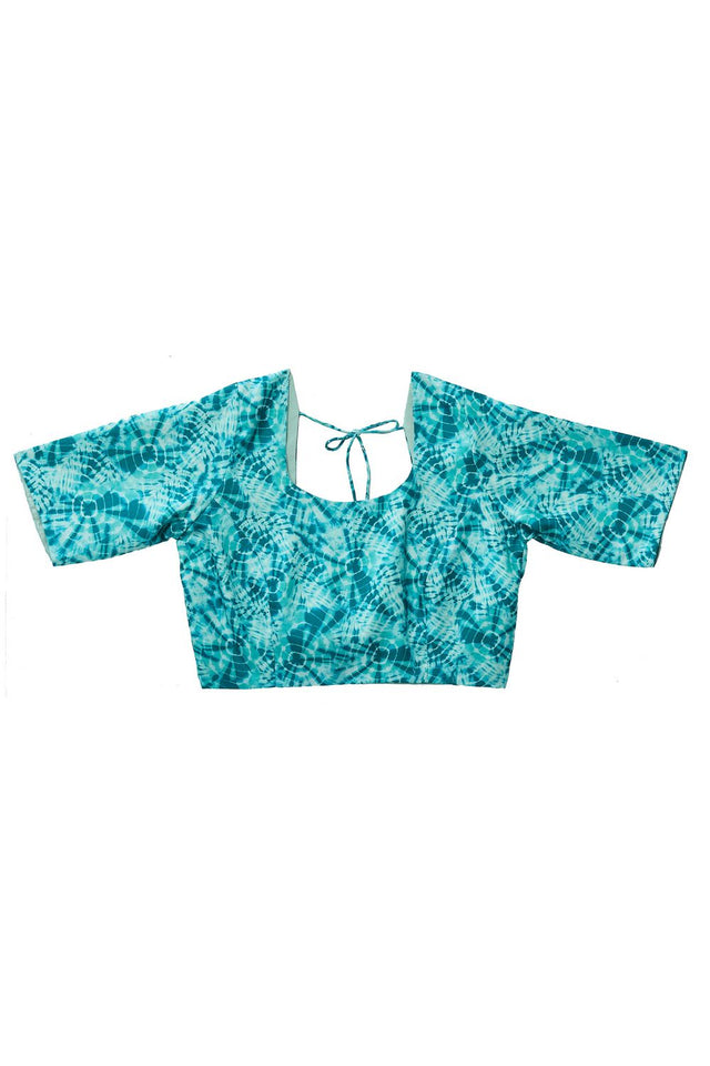 Turquoise Solid Satin Ready to Wear Saree (ACA9897)