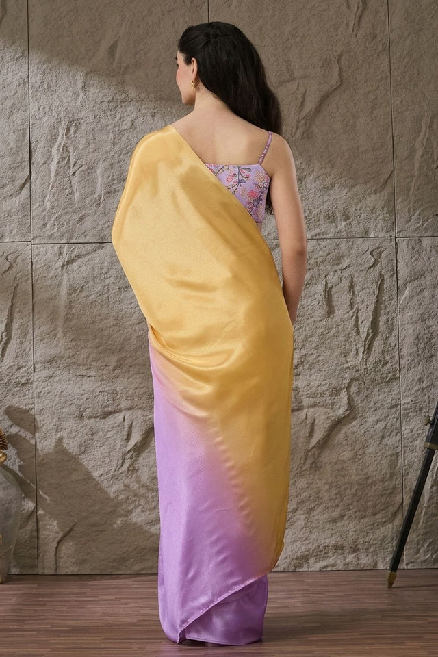 Lavender Solid Satin Ready to Wear Saree (ACA9900)
