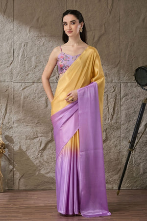 Lavender Solid Satin Ready to Wear Saree (ACA9900)