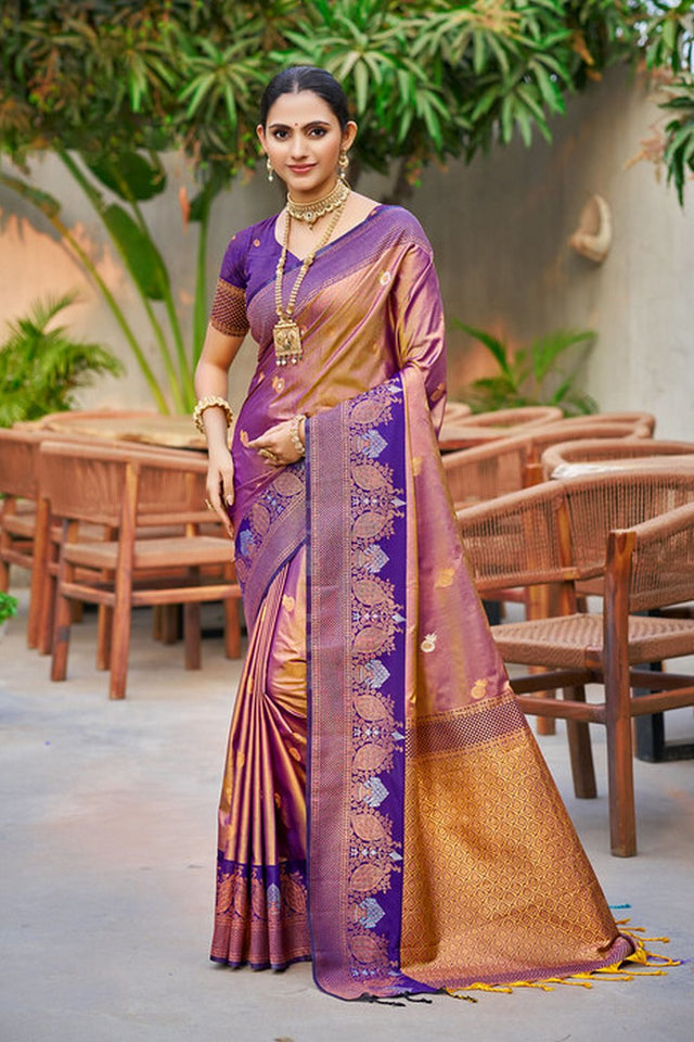 Multi Color Woven Soft Silk Saree (ACA9945)