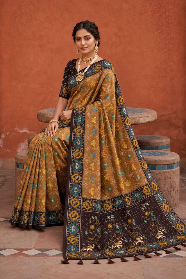 Brown Woven Silk Saree (ACA9967)