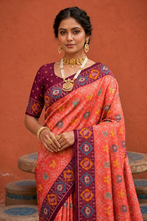 Pink Woven Silk Saree (ACA9968)