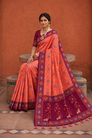 Pink Woven Silk Saree (ACA9968)
