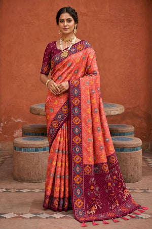 Pink Woven Silk Saree (ACA9968)