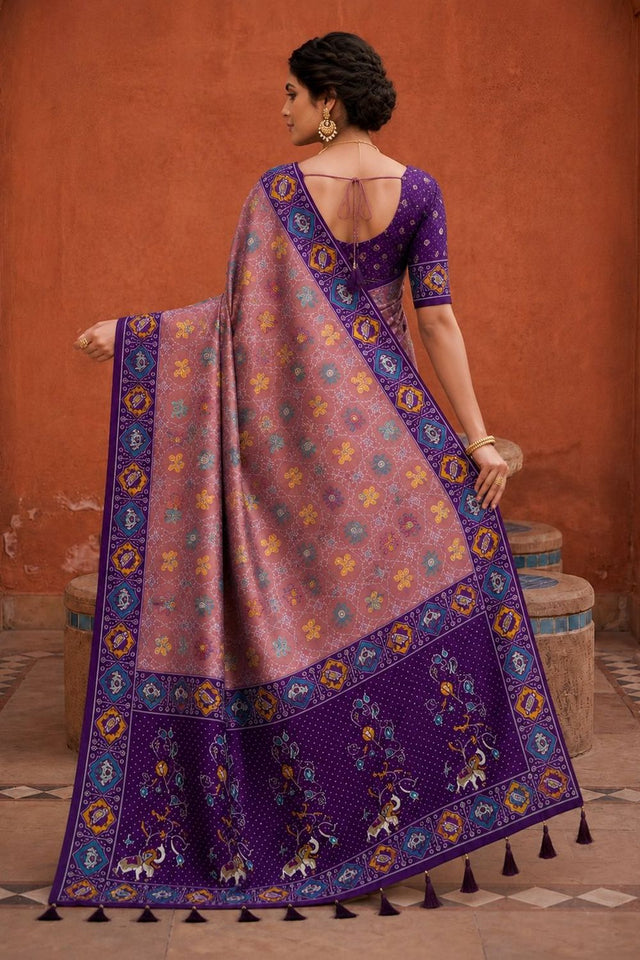 Purple Woven Silk Saree (ACA9969)