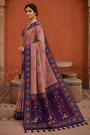 Purple Woven Silk Saree (ACA9969)