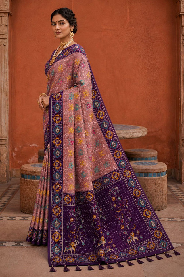Purple Woven Silk Saree (ACA9969)