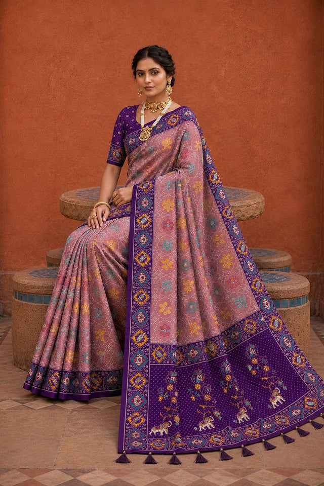 Purple Woven Silk Saree (ACA9969)
