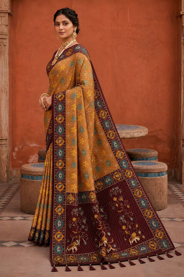 Maroon Woven Silk Saree (ACA9970)