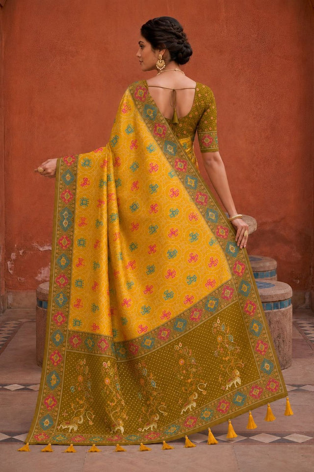 Yellow Woven Silk Saree (ACA9973)