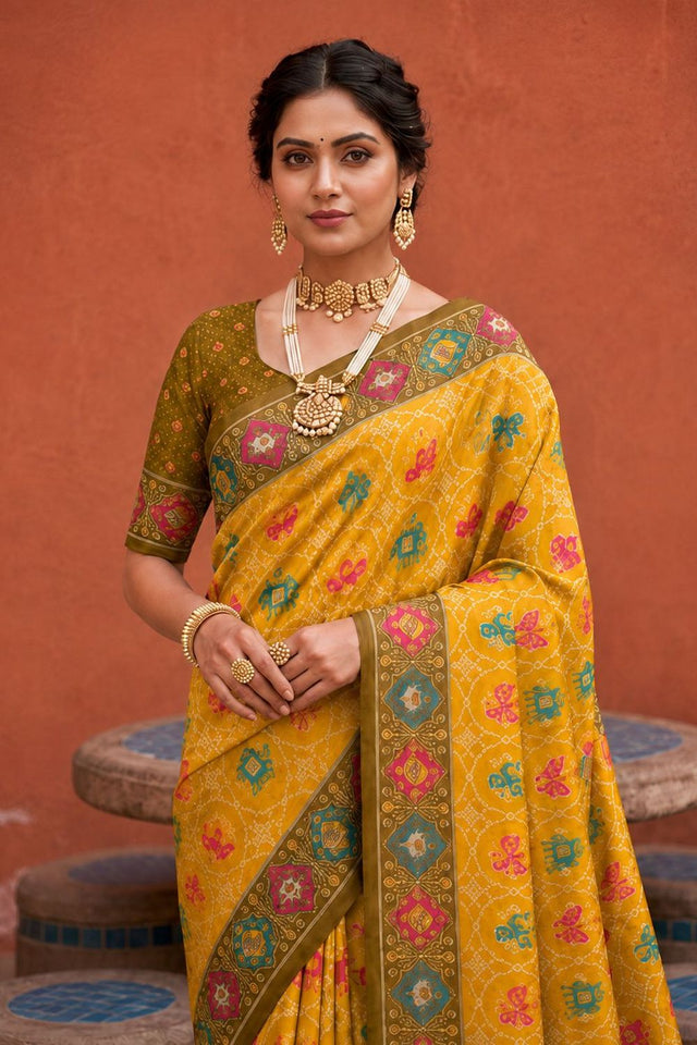 Yellow Woven Silk Saree (ACA9973)