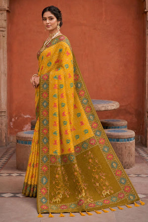 Yellow Woven Silk Saree (ACA9973)