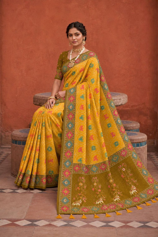 Yellow Woven Silk Saree (ACA9973)