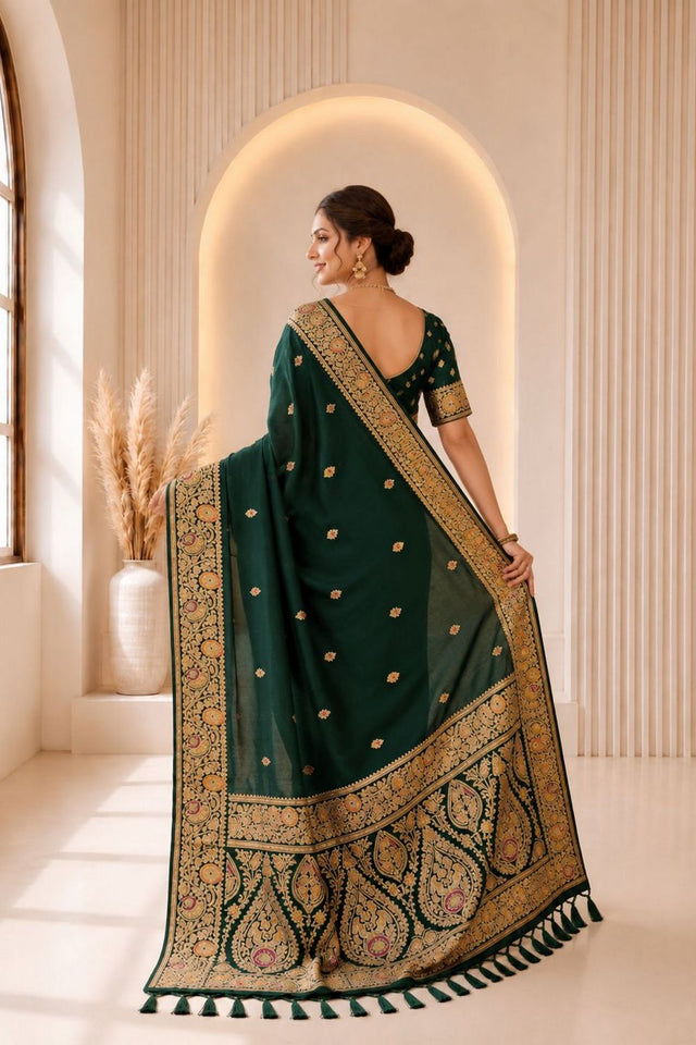 Green Woven Banarasi Silk Saree (ACA9974)