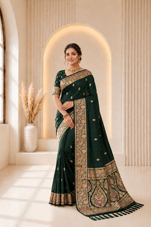 Green Woven Banarasi Silk Saree (ACA9974)
