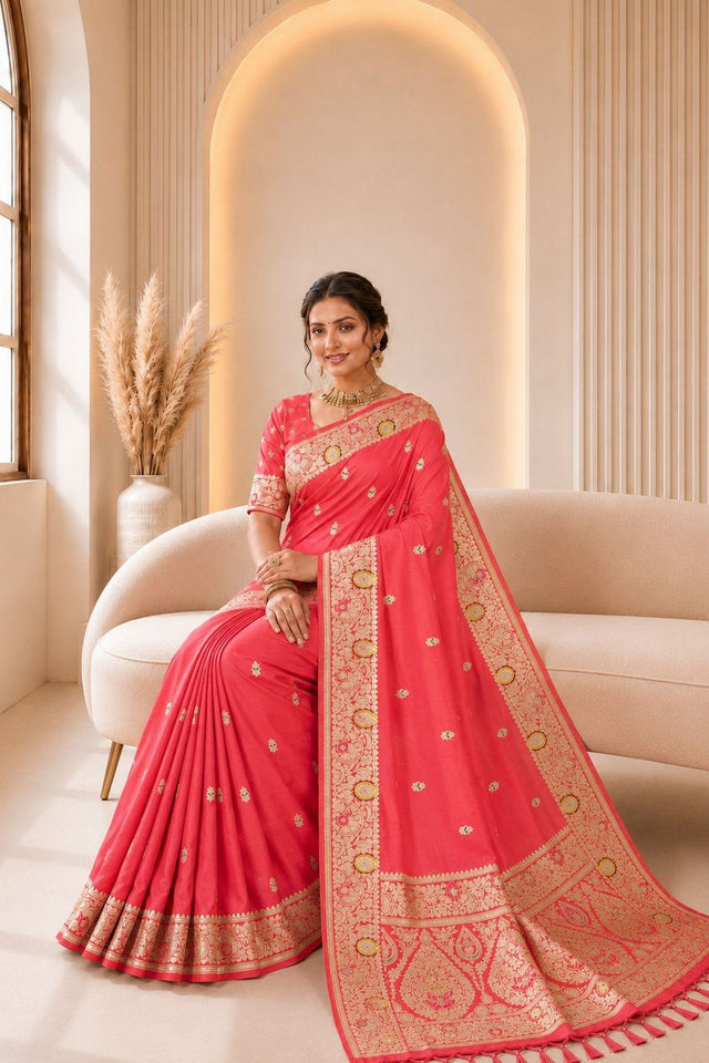 Pink Woven Banarasi Silk Saree (ACA9975)
