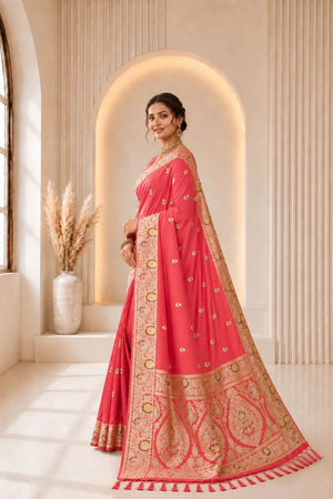 Pink Woven Banarasi Silk Saree (ACA9975)